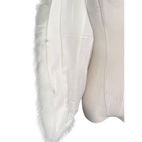 White Faux Fur Coat - Medium Size 6 Polyester Fabric & Lining - Picture 15 of 16